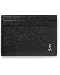 Saint Laurent - Tiny Cassandre Logo-Appliquéd Full-Grain Leather Cardholder - Lyst