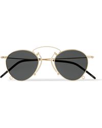 Gucci - Round-frame Gold-tone Sunglasses With Chain - Lyst