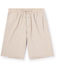 Saint Laurent - Straight-leg Leather-trimmed Cotton-jersey Drawstring Shorts - Lyst