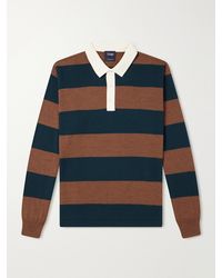 Drake's - Striped Merino Wool-Jersey Polo Shirt - Lyst