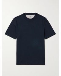 Brunello Cucinelli - T-shirt in jersey di misto cotone e seta - Lyst
