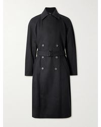 A.P.C. - Lou Belted Double-breasted Cotton And Wool-blend Twill Trench Coat - Lyst