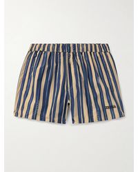 Zegna - Straight-leg Mid-length Logo-embroidered Striped Swim Shorts - Lyst