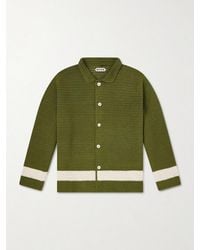 Bode - Marsh Striped Crocheted Cotton Shirt - Lyst