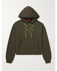 The Elder Statesman - Kapuzenjacke aus Jersey aus einer Baumwoll-Kaschmirmischung mit Stickerei und Reißverschluss - Lyst