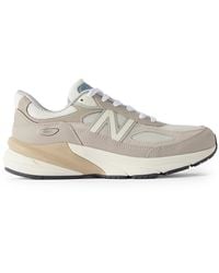 New Balance - 990V6 Leather-Trimmed Mesh Sneakers - Lyst