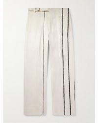 Zegna - Weit geschnittene Hose aus "Oasi"-Leinen mit Streifen und Gürtel - Lyst