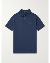 Polo Ralph Lauren - Logo-embroidered Mélange Cotton-piqué Polo Shirt - Lyst