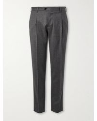 Lardini - Pantaloni a gamba dritta in flanella di misto lana e cashmere stretch con pinces - Lyst