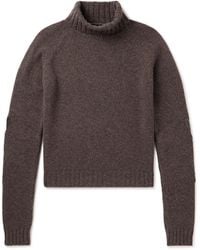 Raf Simons - Appliquéd Leather-trimmed Virgin Wool Rollneck Sweater - Lyst
