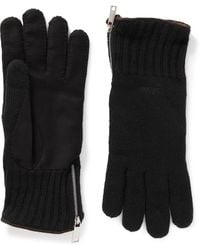 Zegna - Logo-embroidered Leather-trimmed Cashmere Gloves - Lyst