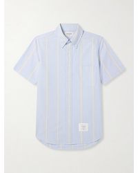 Thom Browne - Button-down Collar Striped Cotton Oxford Shirt - Lyst