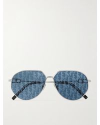 Dior - Cd Link A1u Round-frame Silver-tone Mirrored Sunglasses - Lyst