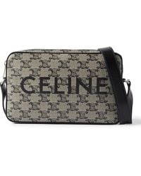 Celine - Triomphe Leather-Trimmed Logo-Print Coated-Canvas Messenger Bag - Lyst