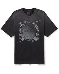Givenchy - Graphic-print Faded-wash Cotton-jersey T-shirt - Lyst