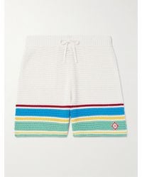 Casablanca - Straight-leg Logo-appliquéd Striped Crocheted Cotton Drawstring Shorts - Lyst
