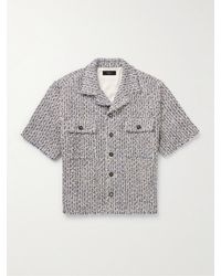 Amiri - Overshirt in tweed di misto cotone sfrangiato con colletto aperto - Lyst