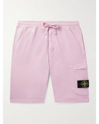Stone Island - Shorts a gamba dritta in jersey di cotone con logo applicato e coulisse - Lyst