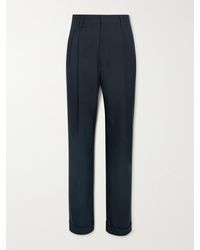 Marni Wide-leg Pleated Virgin Wool Trousers - Blue