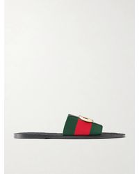 Gucci - Riviera Appliquéd Striped Webbing Sandals - Lyst