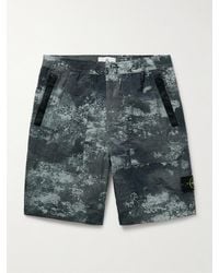 Stone Island - Straight-leg Satin-trimmed Camouflage-print Shell Shorts - Lyst