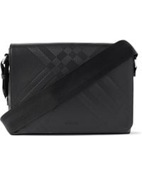 Burberry - Embossed Leather Messenger Bag - Lyst