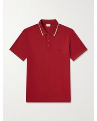 Burberry - Logo-Embroidered Checked Cotton-Piqué Polo Shirt - Lyst