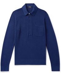 Zegna - Textured Cotton And Mulberry Silk-blend Polo Shirt - Lyst