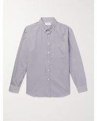 Saint Laurent - Monogram Button-down Collar Striped Cotton-poplin Shirt - Lyst