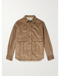 Loewe - Leather-Trimmed Cotton And Cashmere-Blend Corduroy Overshirt - Lyst