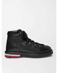 Moncler - Striped Full-Grain Leather Boots - Lyst