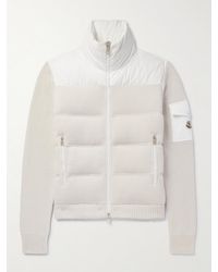 Moncler - Logo-appliquéd Shell-trimmed Quilted Wool-blend Zip-up Down Cardigan - Lyst