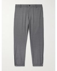 Moncler - Tapered Logo-Appliquéd Wool Trousers - Lyst