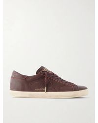 Golden Goose - Super-Star Distressed Full-Grain Leather Sneakers - Lyst