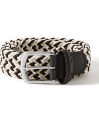 Anderson's - 3.5Cm Leather-Trimmed Woven Elastic Belt - Lyst