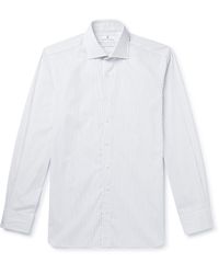 Turnbull & Asser Cutaway-collar Pinstriped Cotton Shirt - White