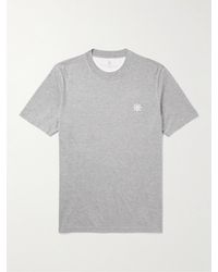 Brunello Cucinelli - T-Shirt aus Jersey aus einer Seiden-Baumwollmischung mit Logoprint - Lyst