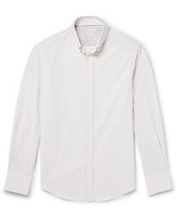 Brunello Cucinelli - Button-Down Collar Striped Cotton Shirt - Lyst
