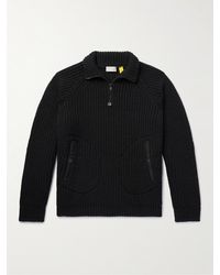 Moncler Genius - Pharrell Williams Shell-trimmed Ribbed Wool Half-zip Sweater - Lyst