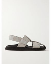 John Lobb - Milford Leather-Trimmed Suede Sandals - Lyst