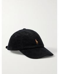 Polo Ralph Lauren - Full-Grain Leather-Trimmed Logo-Embroidered Cotton-Corduroy Baseball Cap - Lyst