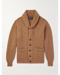 Drake's - Slim-fit Shawl-collar Ribbed Wool Cardigan - Lyst