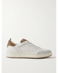 Officine Creative - The Answer 001 Distressed Suede-Trimmed Leather Sneakers - Lyst