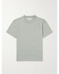 Officine Generale - T-shirt in misto cotone e lino a righe - Lyst