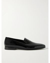 Manolo Blahnik - Mario Grosgrain-trimmed Patent-leather Loafers - Lyst