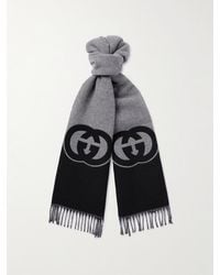 Gucci - Fringed Logo-jacquard Wool And Cashmere-blend Scarf - Lyst