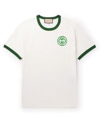 Gucci - Logo-embroidered Short-sleeve Cotton-jersey T-shirt - Lyst