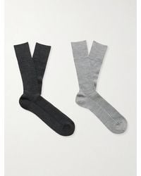 FALKE - N7 Finest Two-Pack Ribbed Virgin Wool-Blend Socks - Lyst