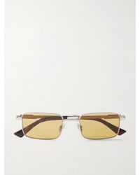 Bottega Veneta - Square-frame Silver-tone Metal Sunglasses - Lyst