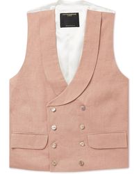 Favourbrook - Sidmouth Slim-fit Shawl-collar Double-breasted Linen Waistcoat - Lyst